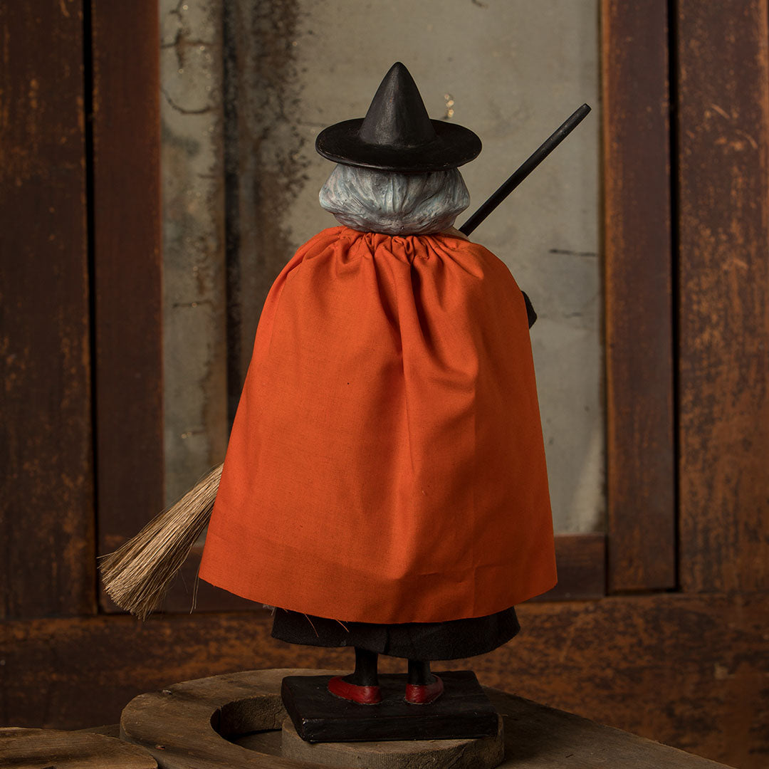 Bethany Lowe Vintage Witch with Broom Container back life style