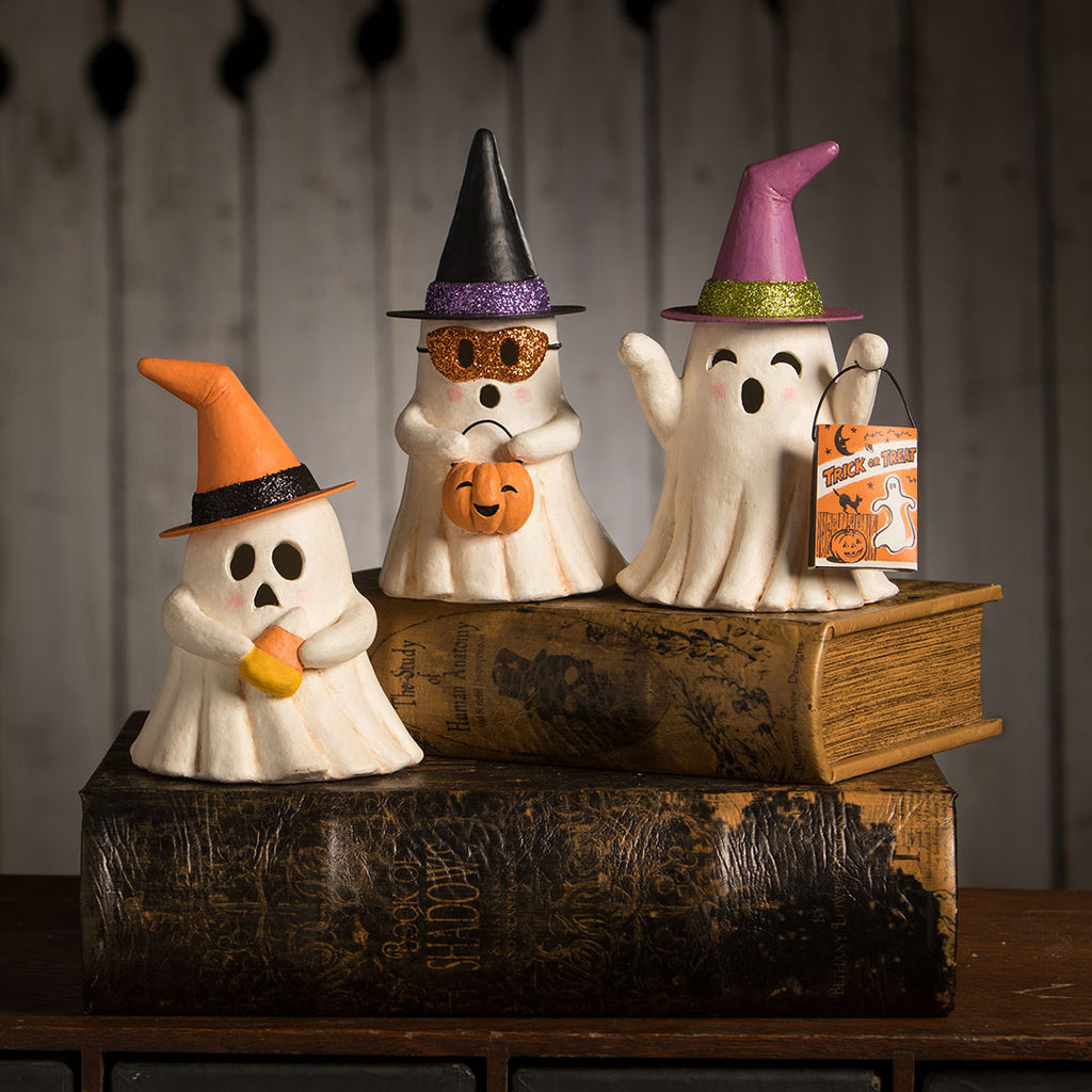Bethany Lowe Witchy Ghost with Candy Corn set life style