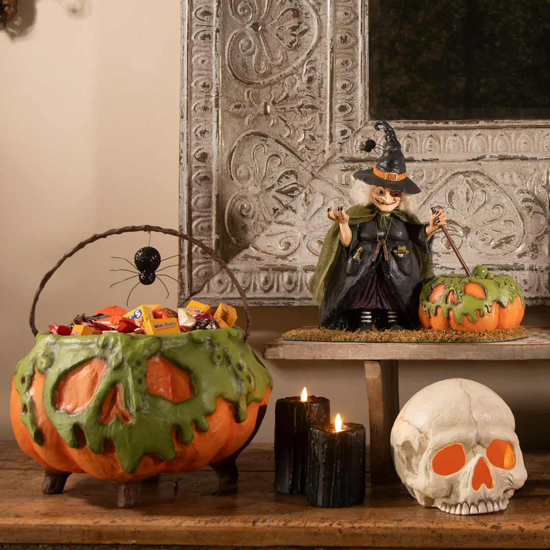 Bethany Lowe Poison Pumpkin Cauldron PM set lifestyle