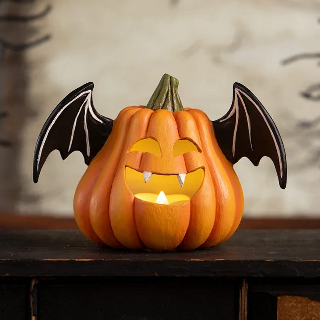 Bethany Lowe Pumpkin Bat Luminary front lifestyle