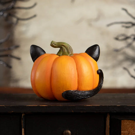 Bethany Lowe Pumpkin Cat Luminary back lifestyle