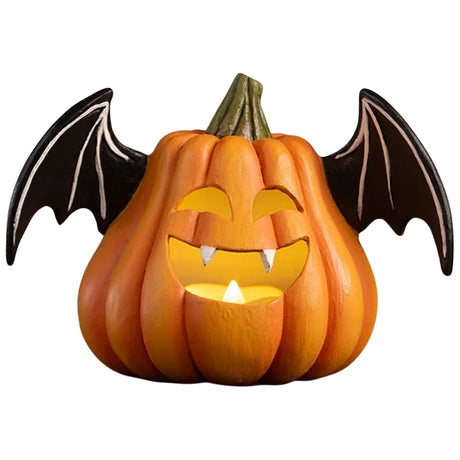 Bethany Lowe Pumpkin Bat Luminary front ligheted