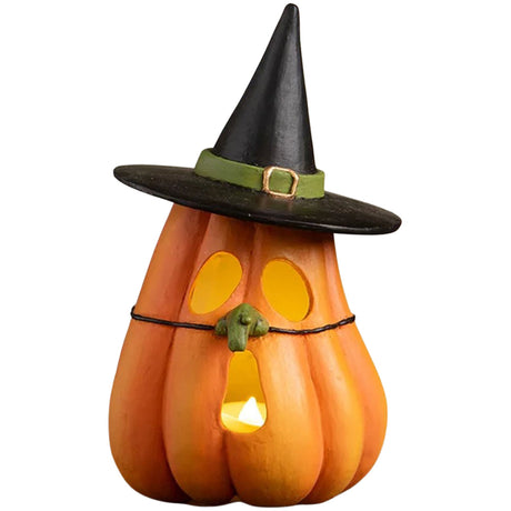 Bethany Lowe Pumpkin Witch Luminary front ligheted