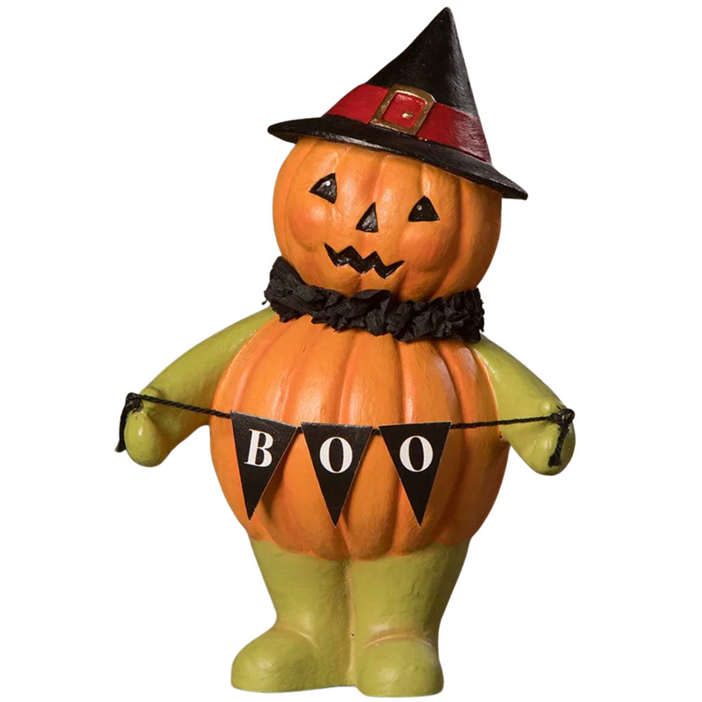 Boo Pumpkin Head Witch Halloween Figurine by Bethany Lowe set front