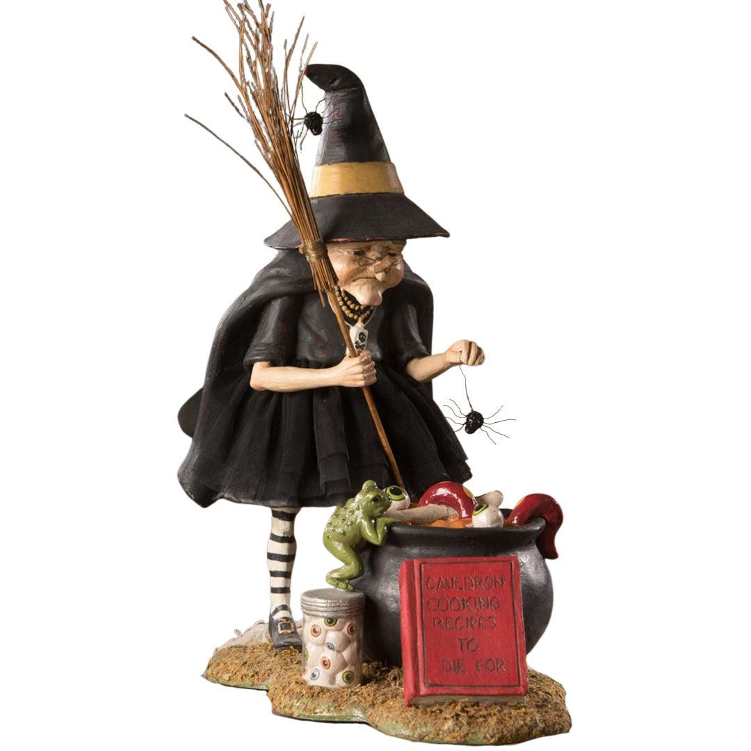 Cauldron Cooking Witch Halloween Figurine by Bethany Lowe