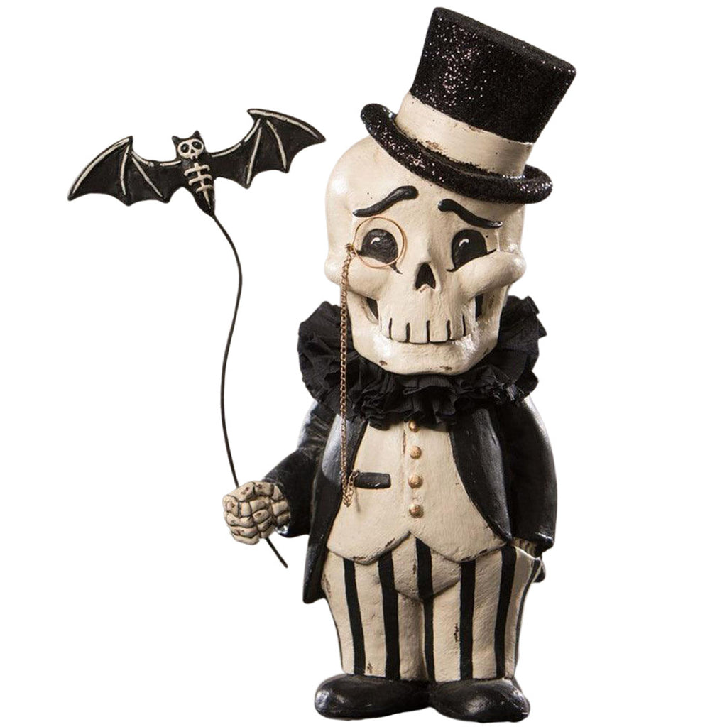 Dapper Desmond Skelly Halloween Figurine by Bethany Lowe front