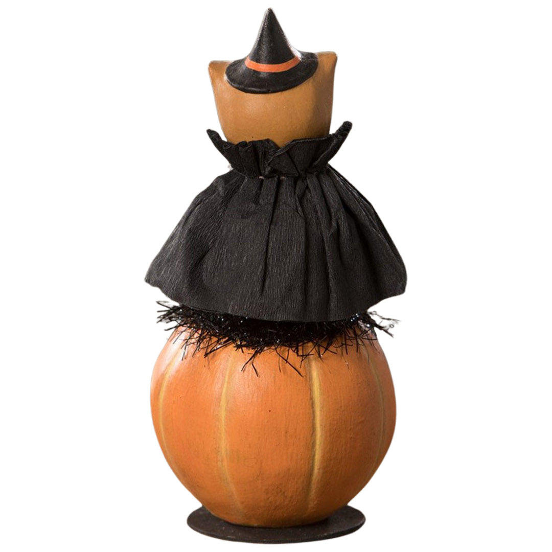 Hoot Owl on Jack O'Lantern Folk Art Figurine