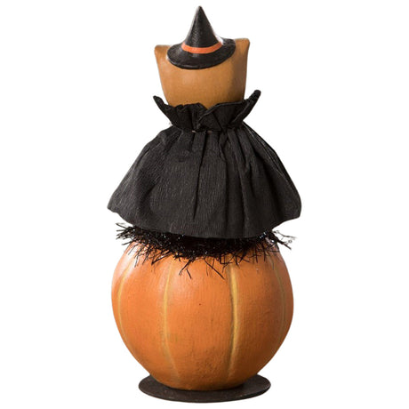 Hoot Owl on Jack O'Lantern Folk Art Figurine
