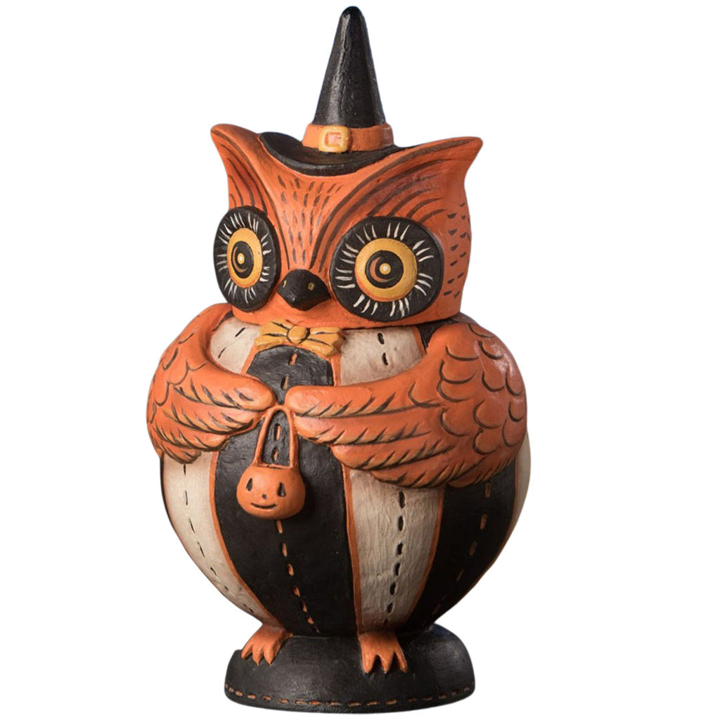 Owlster Hoots Spooks Jar Folk Art Figurine by Johanna Parker