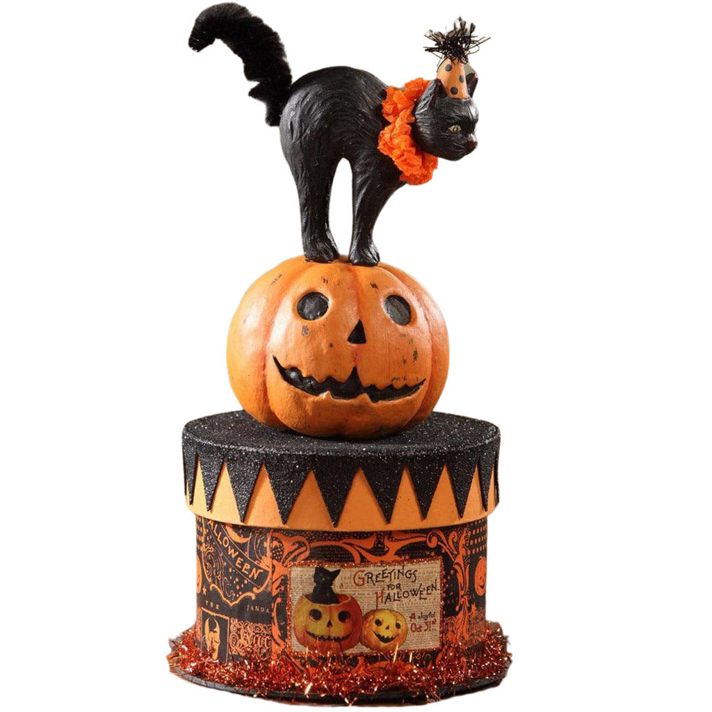 Bethany Lowe Designs Party Cat on Box Container Halloween Decor