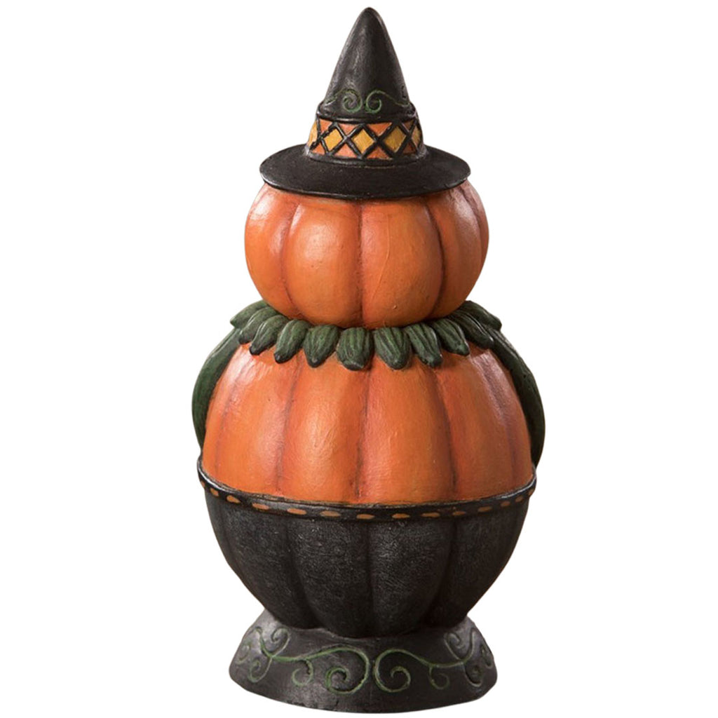 Pumpkin Pete Spooks Jar Folk Art Figurine by Johanna Parker back