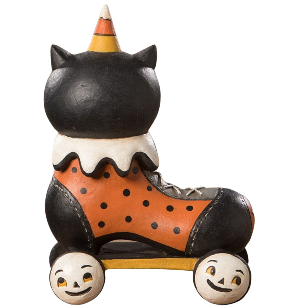 Roller Spook Cat Scooter Folk Art Figurine by Johanna Parker back