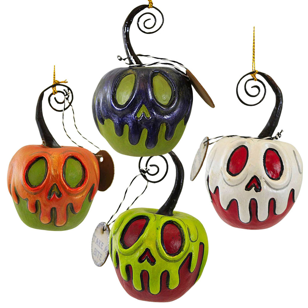Poison Apple Small Halloween Ornaments by LeeAnn Kress Set of 4