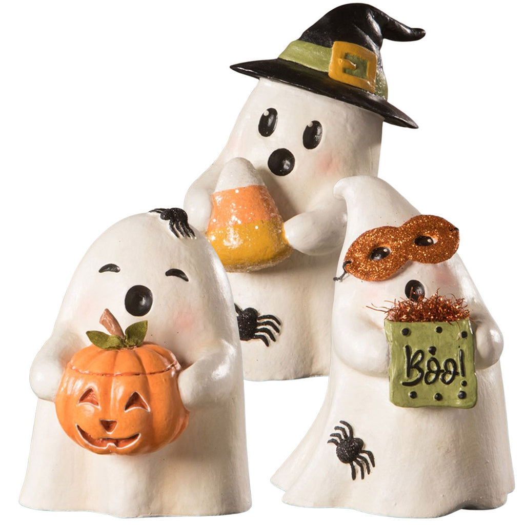 Ghost Gilbert with Pumpkin Halloween Figurine by Bethany Lowe set