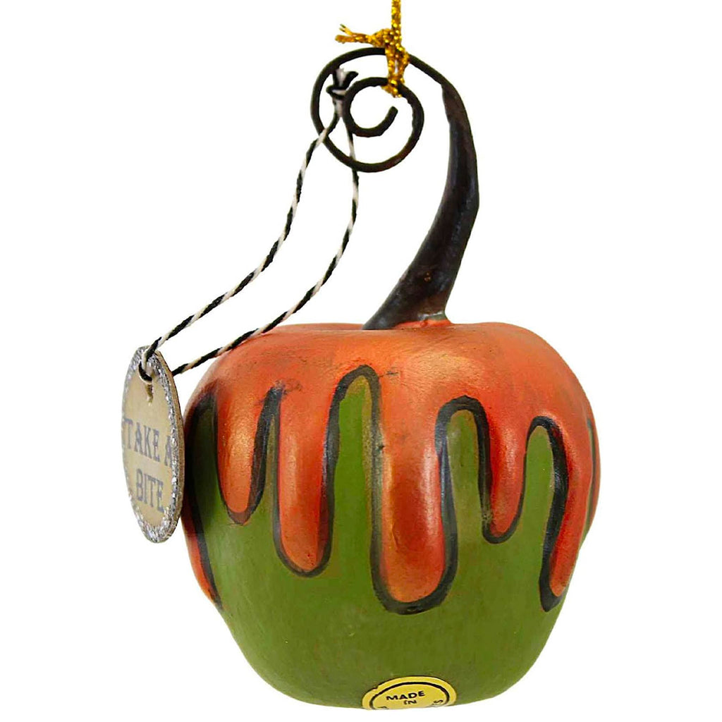 Green Apple With Orange Poison Ornament Mini Halloween by LeeAnn Kress back