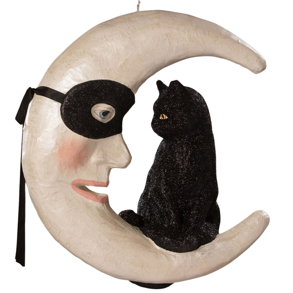 Hallow's Eve Cat On Moon Large Ornament by Bethany Lowe