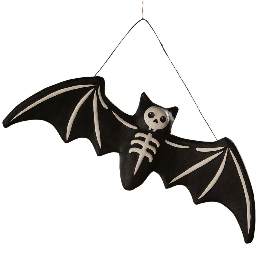 Large Skeleton Bat Paper Mache Ornament