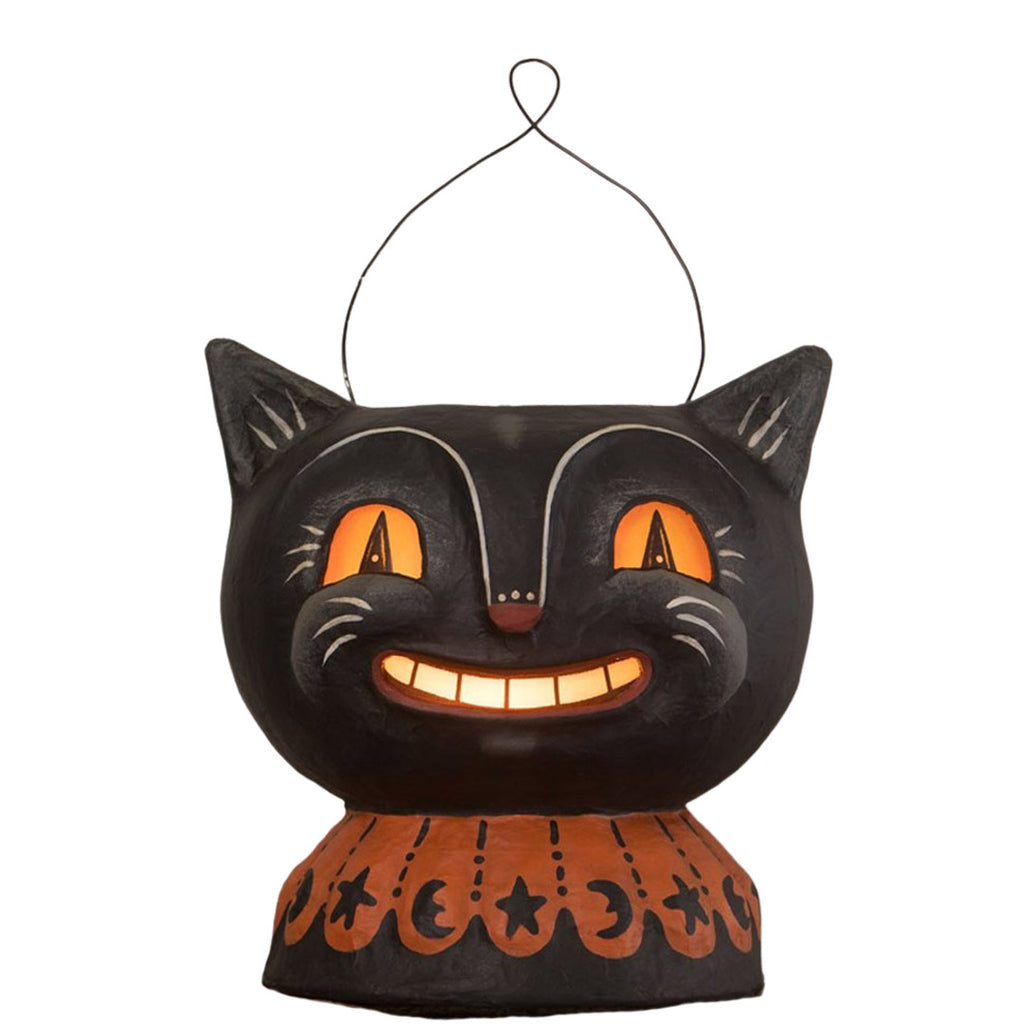 Magic Catty Jack Lantern Paper Mache by Johanna Parker front