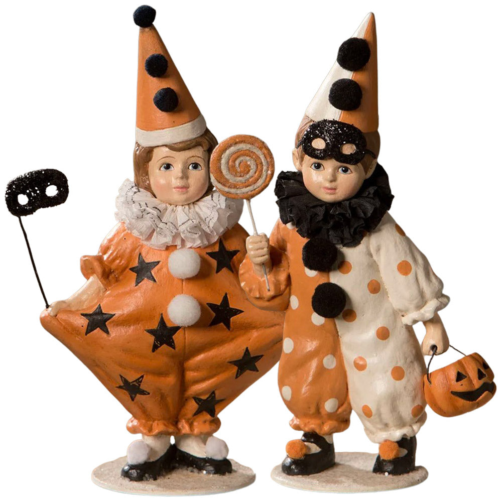 Bethany Lowe Halloween Masquerade Clown Couple - Set of 2