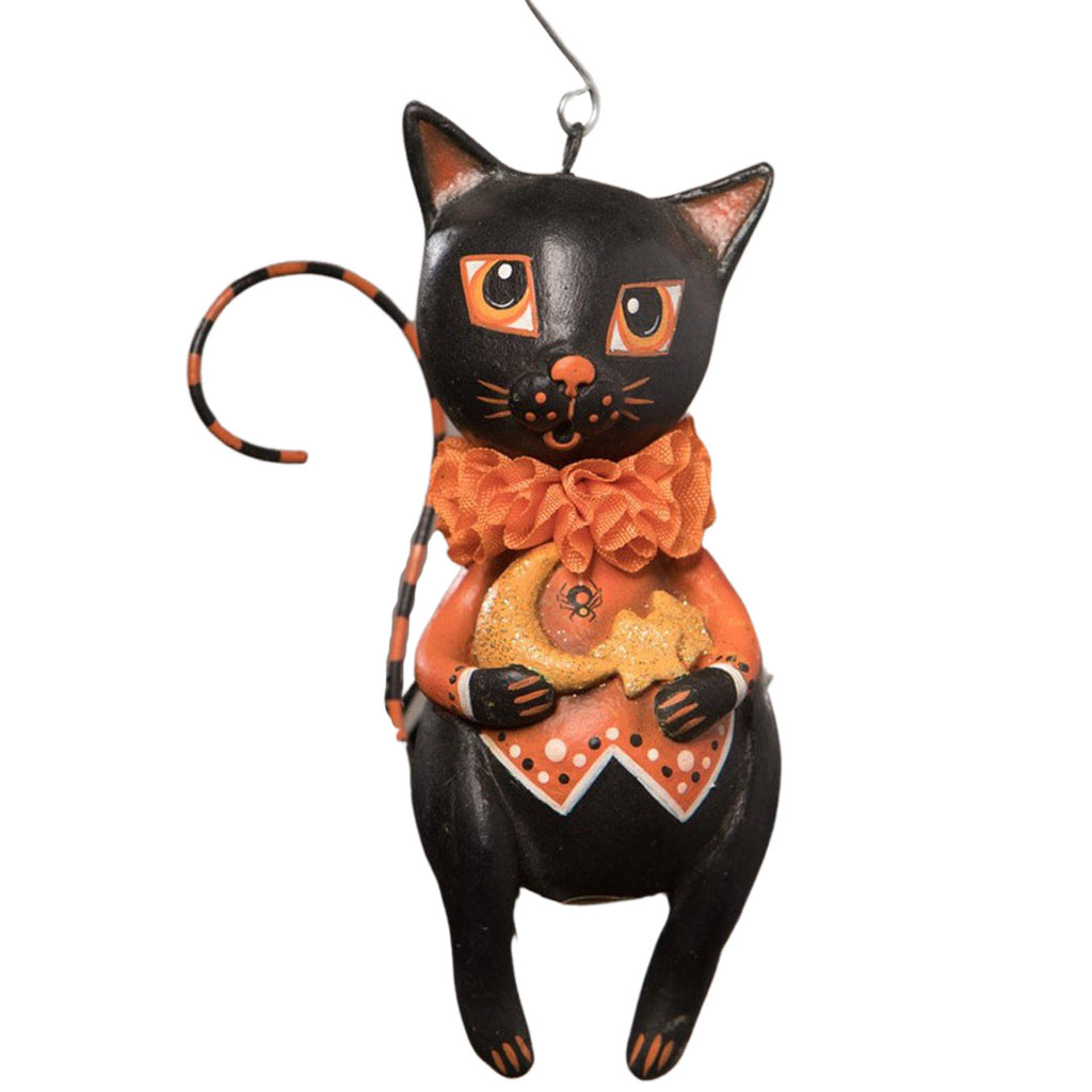 Moon and Stars Cat Ornament by LeeAnn Kress