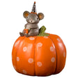 Halloween Mouse On Pumpkin Figurine by Michelle Allen for Bethany Lowe front 