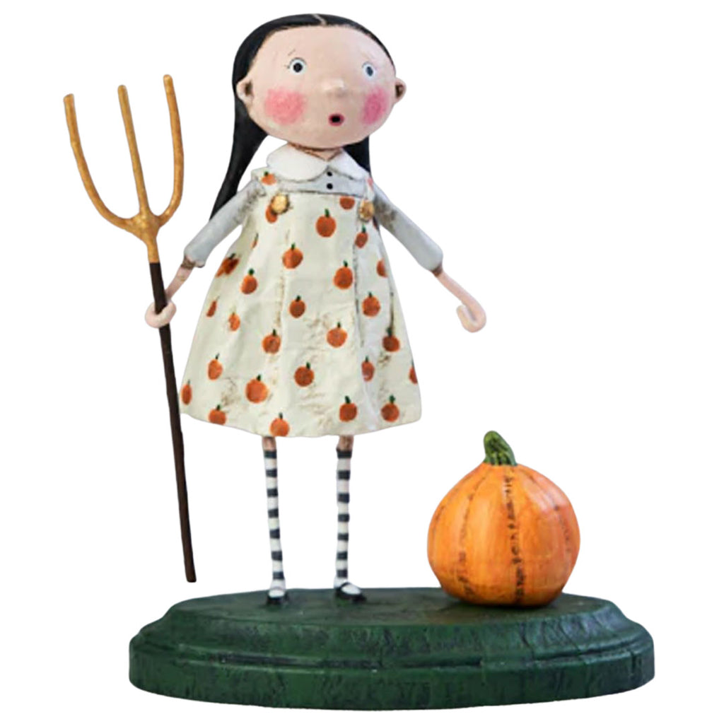 Pru the Pumpkin Farmer Halloween Figurine by Lori Mitchell