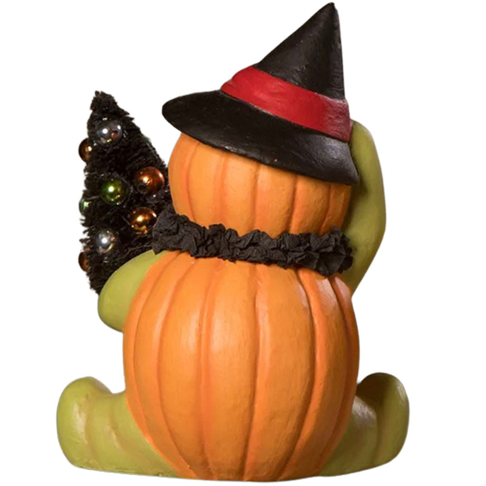Seated Pumpkin Head Witch Halloween Figurine by Bethany Lowe back