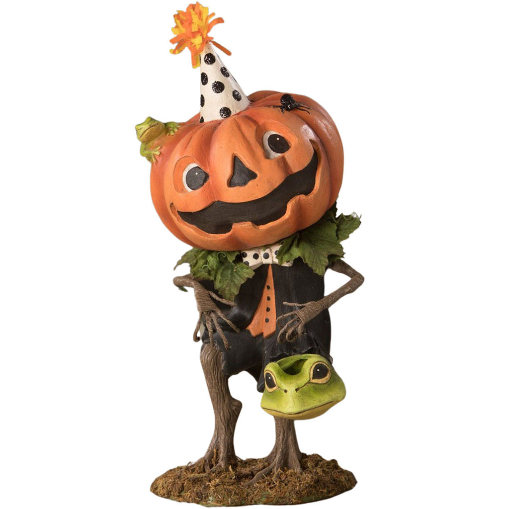 Tricks Pumpkin Boy Halloween Figurine by Bethany Lowe, Halloween Figurine front