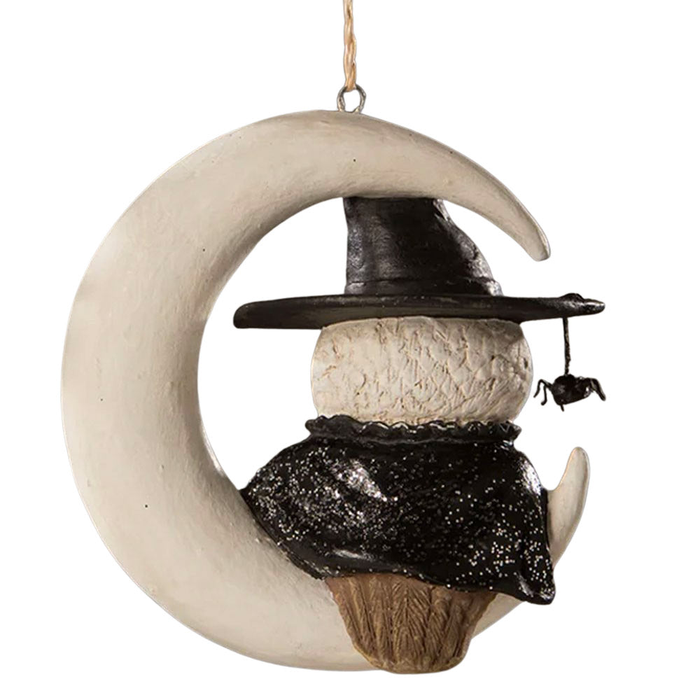 Witch Owl On Moon Ornament by Bethany Lowe back