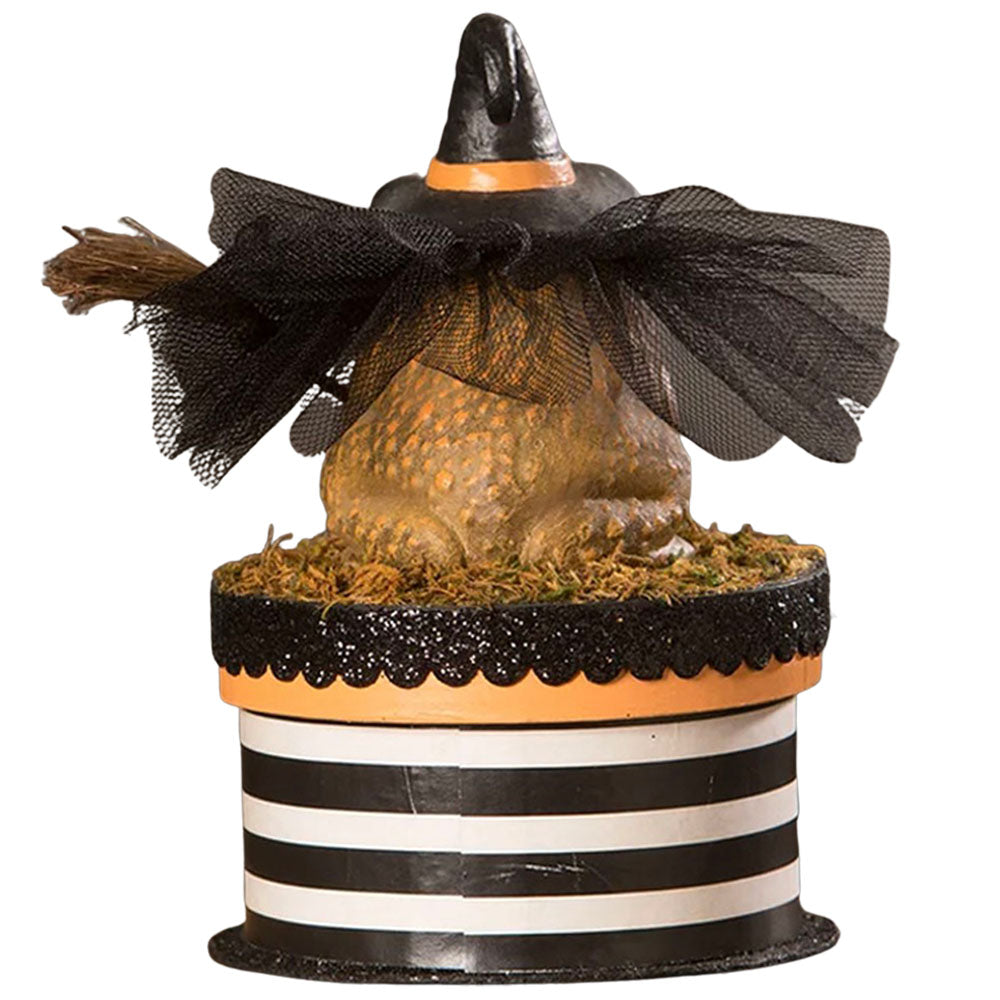 Witchy Toad On Box Halloween Decor by Bethany Lowe back