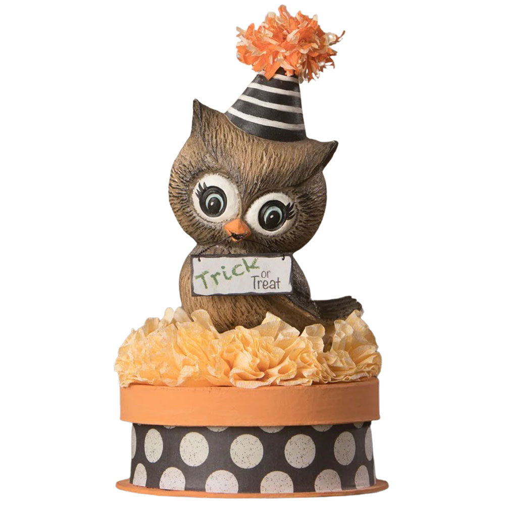 Hoot on Box Halloween Gift Box Table Decoration by Bethany Lowe front