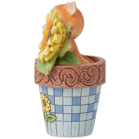 Jim Shore Cat in Flowerpot Figurine left side