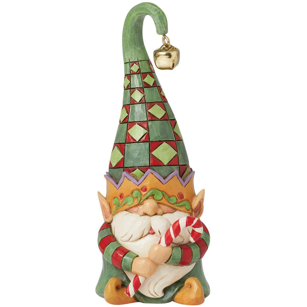 Jim Shore Gnome Elf Holding Candy Cane front 