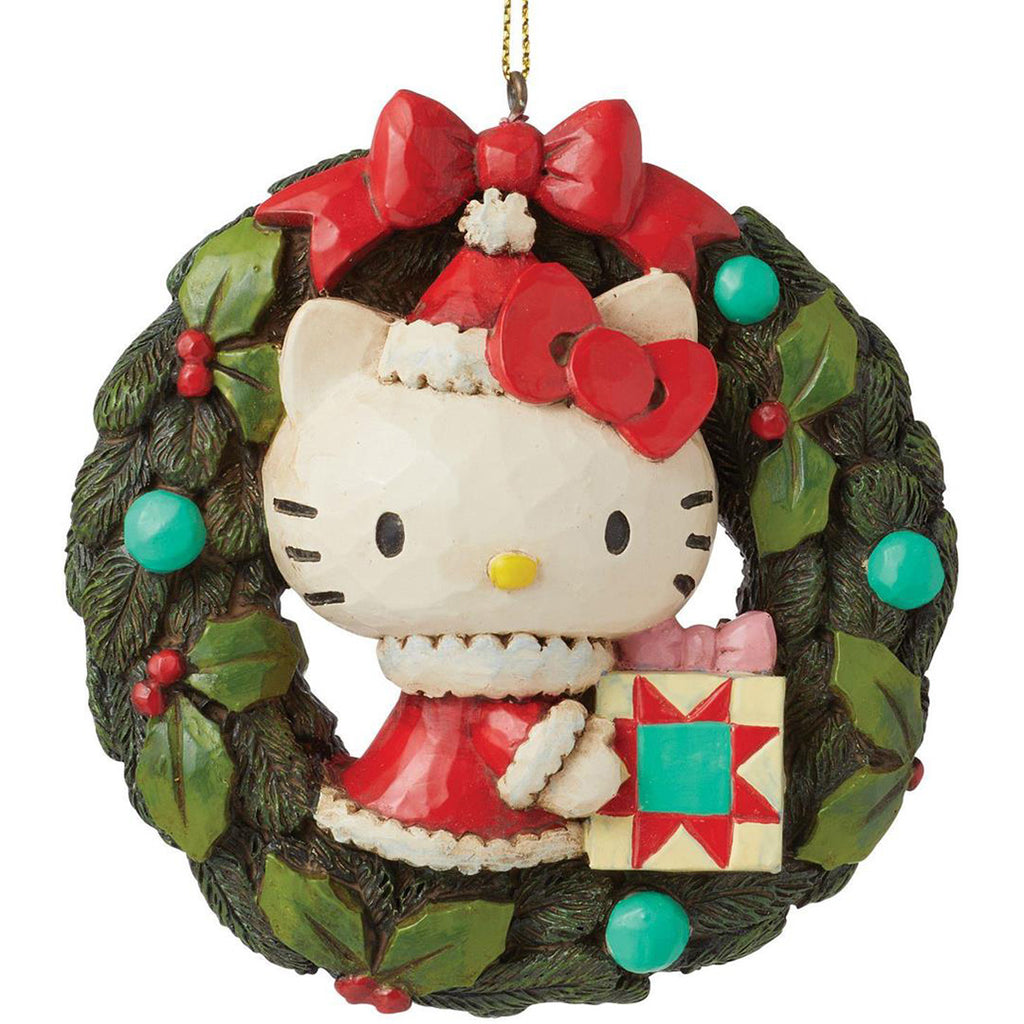 Jim Shore Hello Kitty Wreath Ornament front