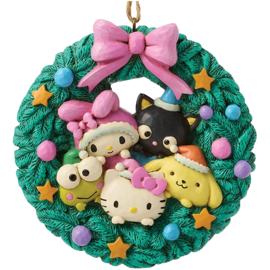 Jim Shore Hello Kitty and Friends Wreath Ornament front