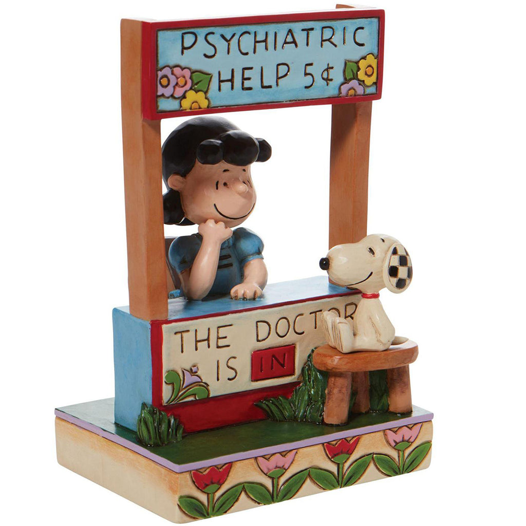 Jim Shore Lucy Psychiatric Booth Chaser with snoopy side