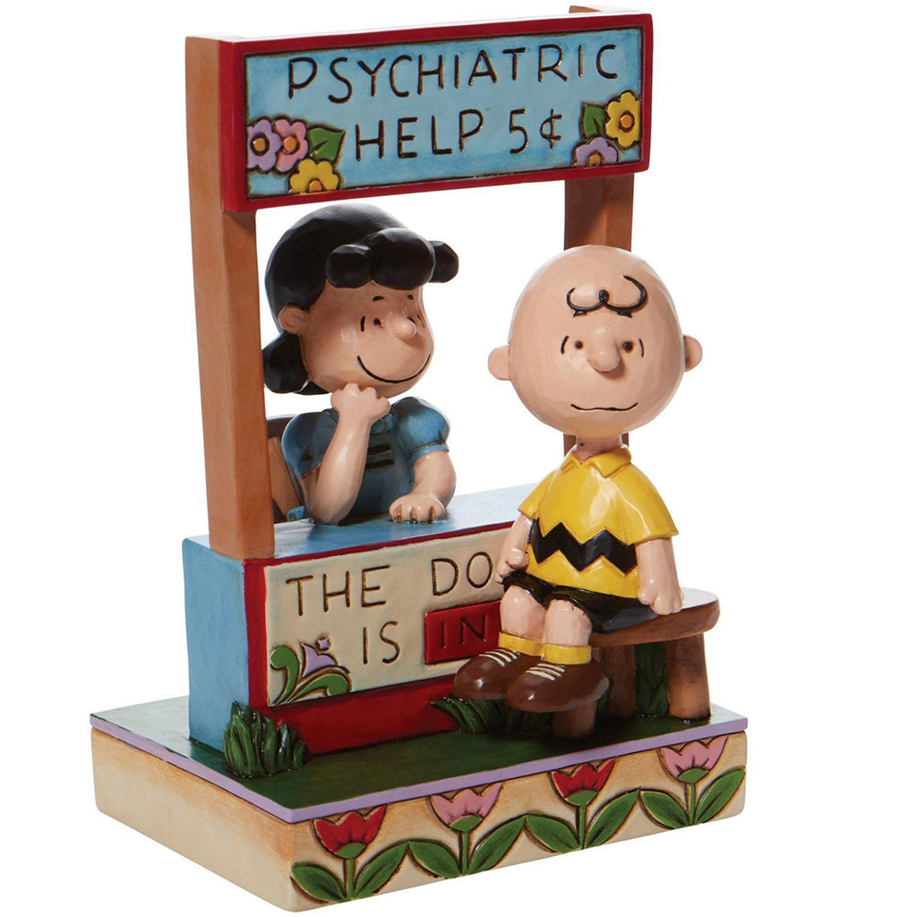 Jim Shore Lucy Psychiatric Booth Chaser with charlie brown side