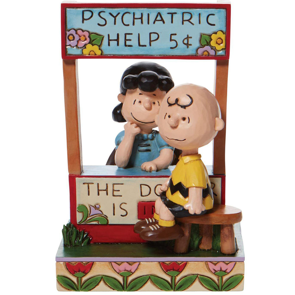 Jim Shore Lucy Psychiatric Booth Chaser with charlie brown front