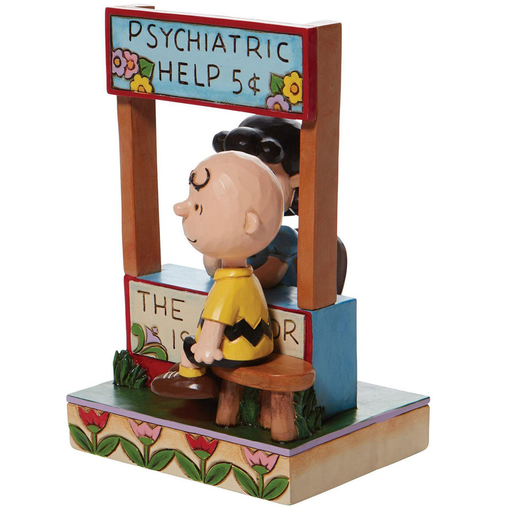 Jim Shore Lucy Psychiatric Booth Chaser with charlie brown back