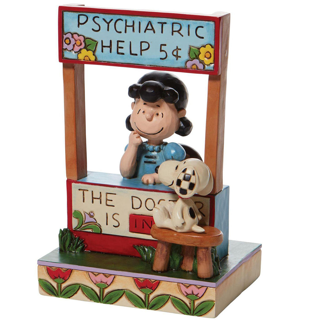 Jim Shore Lucy Psychiatric Booth Chaser with snoopy side