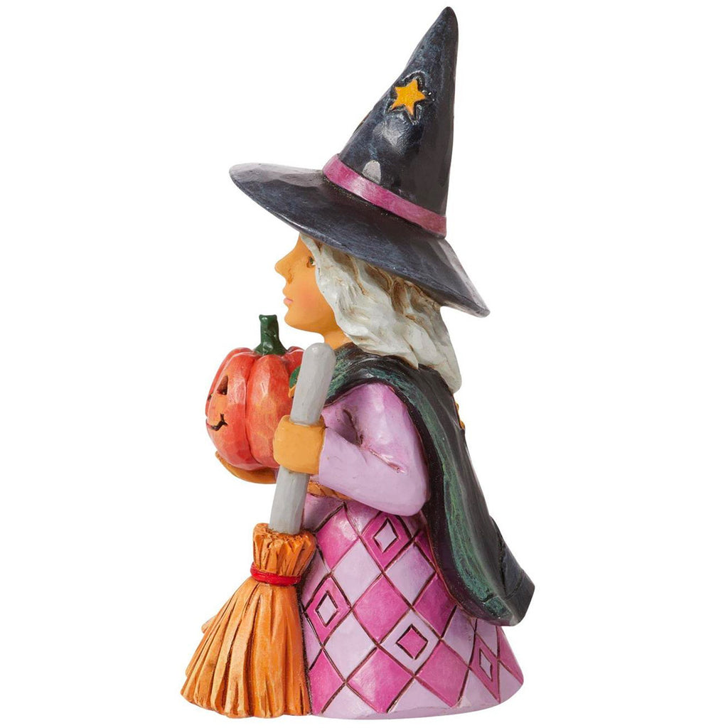 Jim Shore Mini Witch Holding Pumpkin side