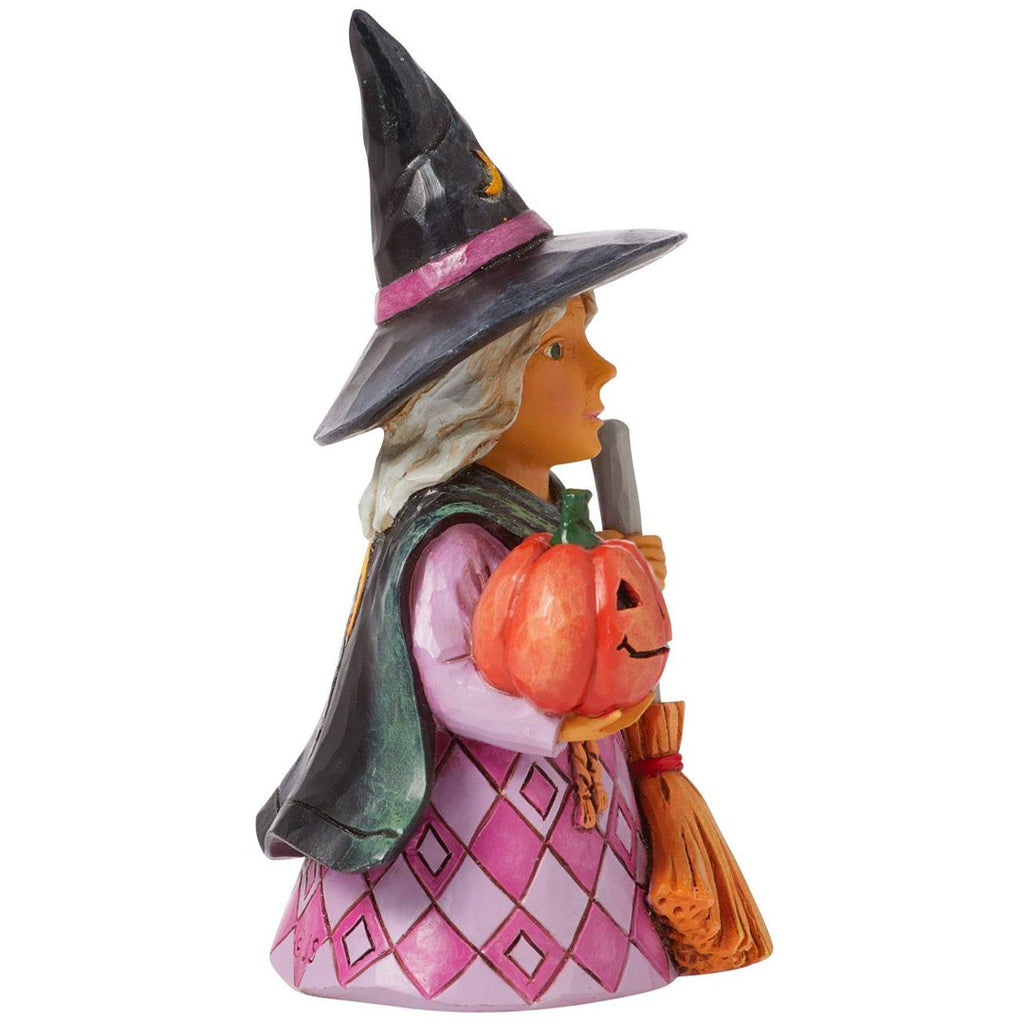 Jim Shore Mini Witch Holding Pumpkin side