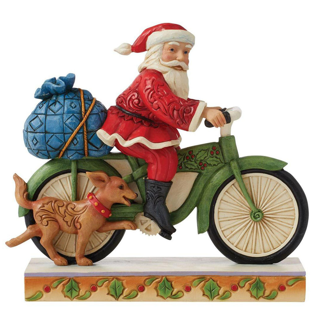 Jim Shore Santa Riding Bicycle 7.09" front side