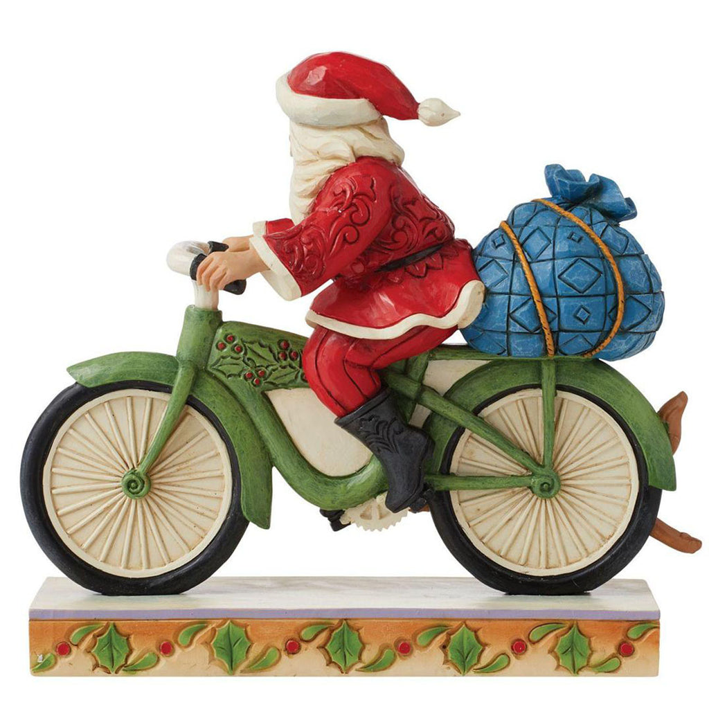 Santa Riding Bicycle 7.09" Cuddle Decor