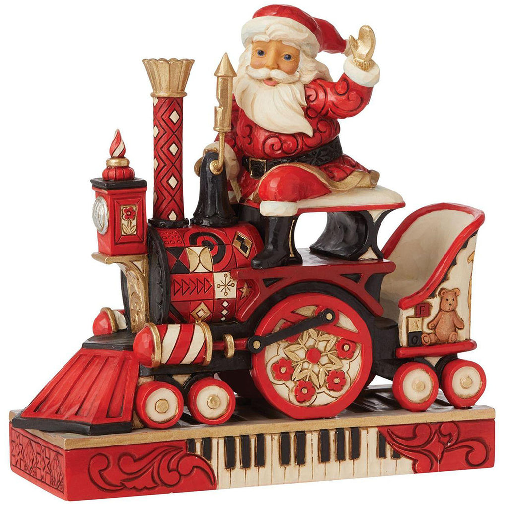 Jim Shore Santa Riding FAO Schwarz Train 7.68" front side