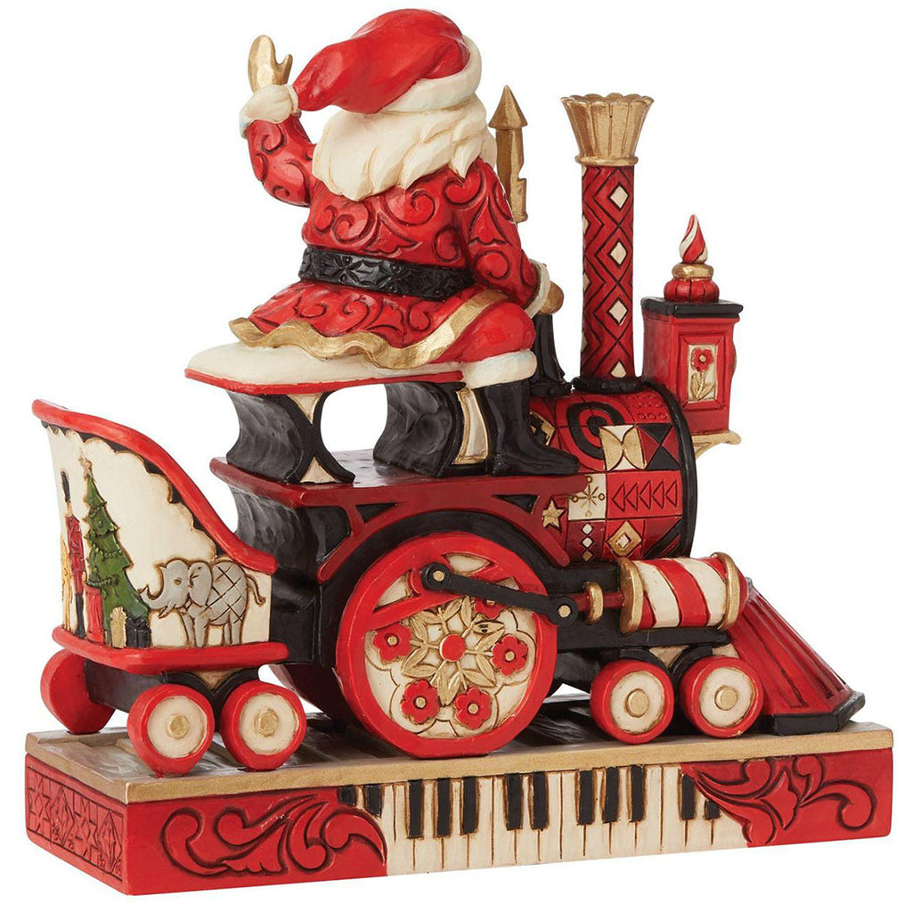 Jim Shore Santa Riding FAO Schwarz Train 7.68" back side