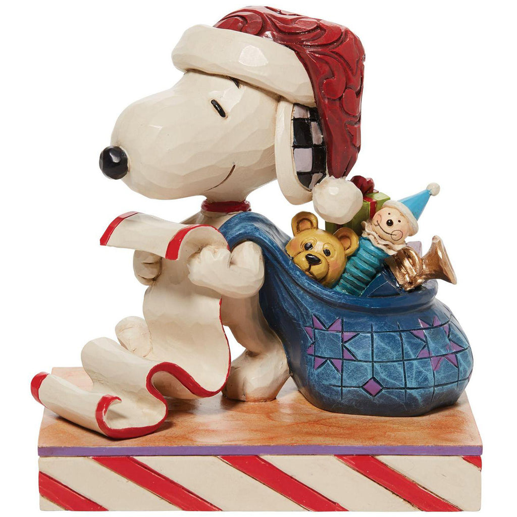 Jim Shore Santa Snoopy with List and Bag front