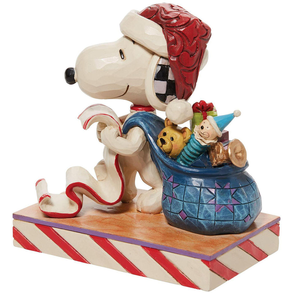 Jim Shore Santa Snoopy with List and Bag side