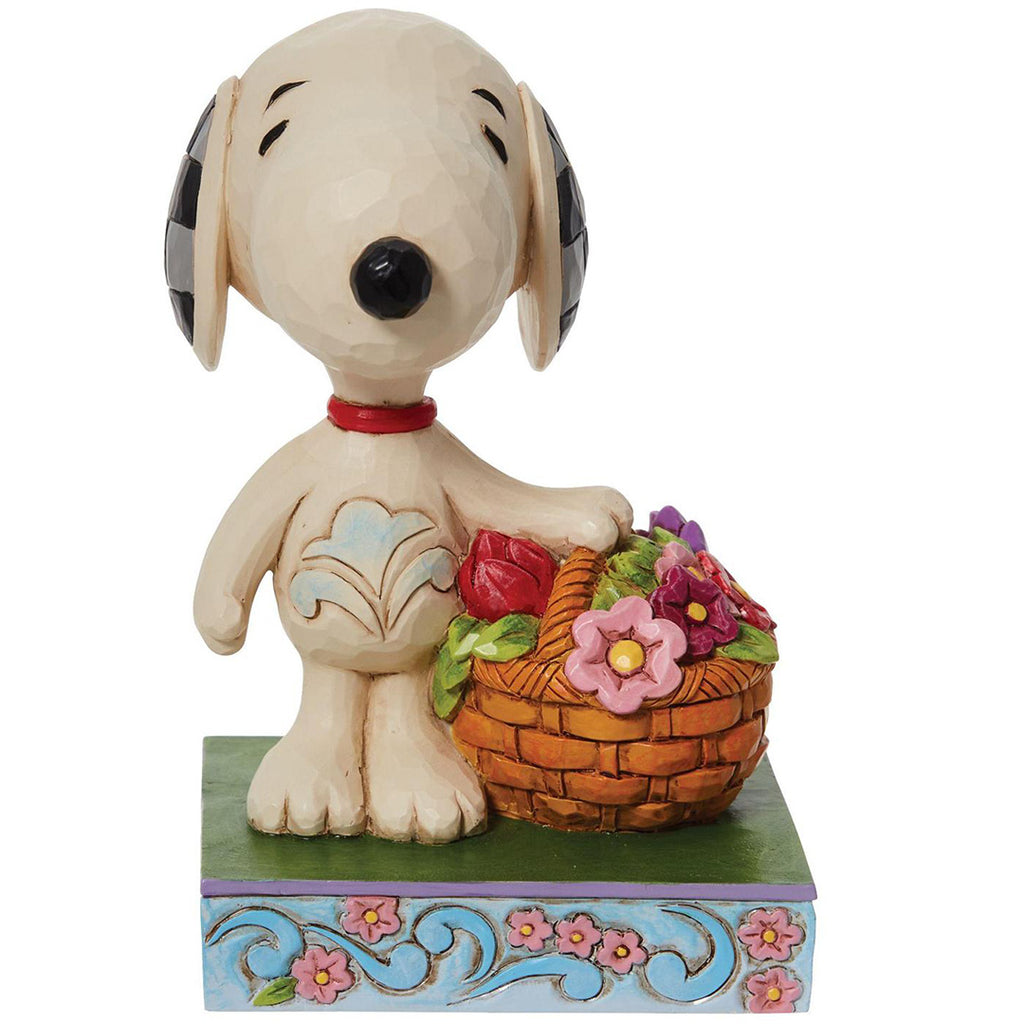Jim Shore Snoopy Basket of Tulips front