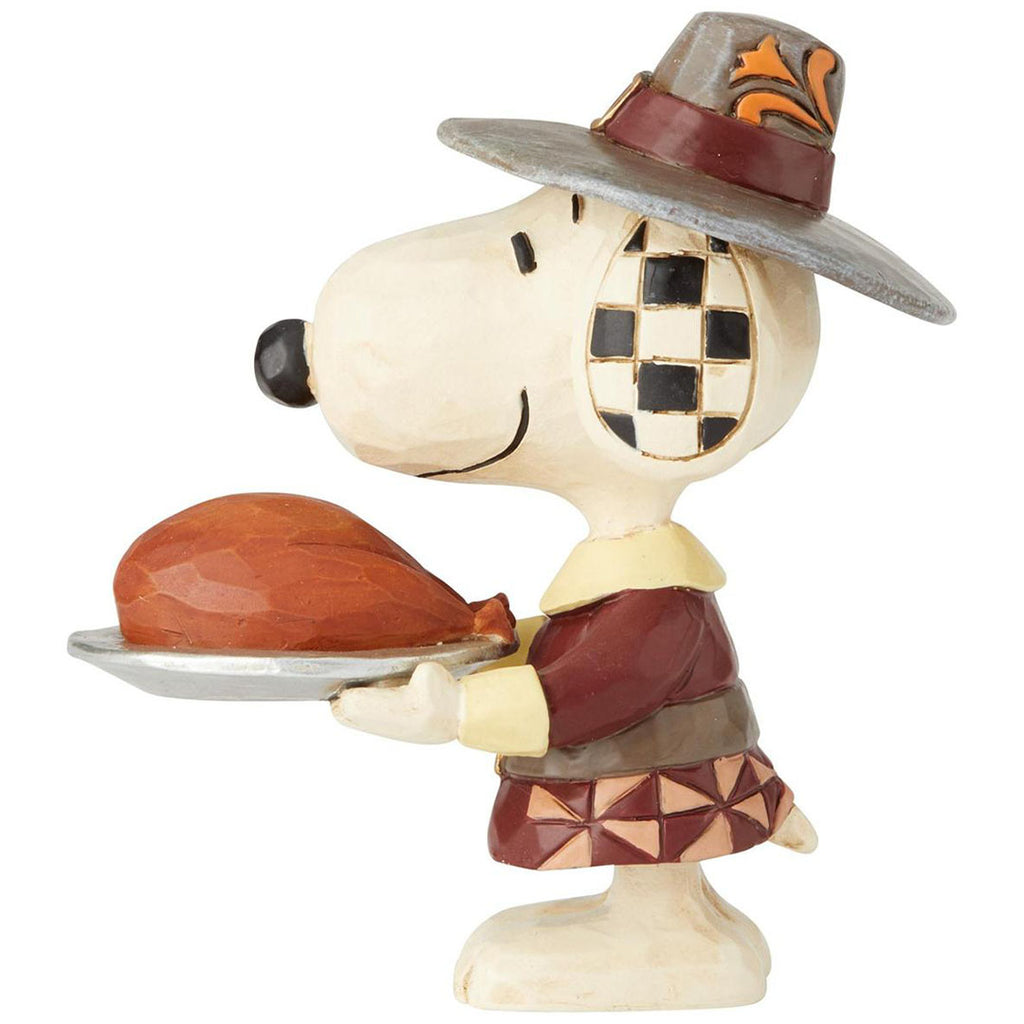 Jim Shore Snoopy Pilgrim Mini Figurine 3.5" left side